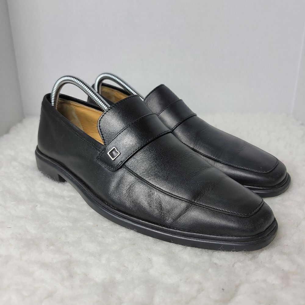 Bally Century Mens Shoes Size 7 E Goma Sole Black Leather Penny Loafers